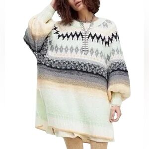 FREE PEOPLE Frozen Forest Oversized Knit Tunic Sweater Chunky Wool Alpaca Large